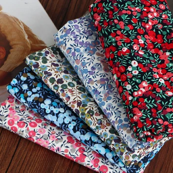 Zeleni Listi, Pastorala Tkanine, Tiskane Cvetlični Krilo Bombažne Tkanine za Ročno DIY Bombaž Otroška oblačila Materiala