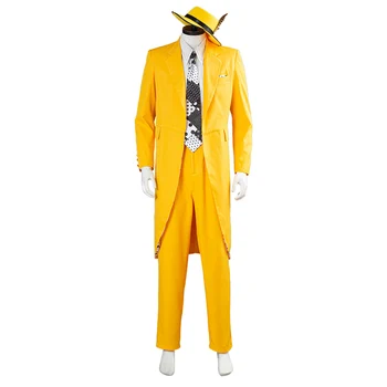 Masko Jim Carrey Rumeno Obleko Cosplay Kostum Moških Enotne Obleke Pustni Kostum Za Noč Čarovnic