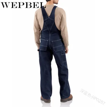 WEPBEL Moda za Moške Jeans Obleka High Street Naravnost Denim Jumpsuits Hip Hop Moške Cargo hlače, Hlače z Oprsnikom Kavboj Moški Jean Hlače