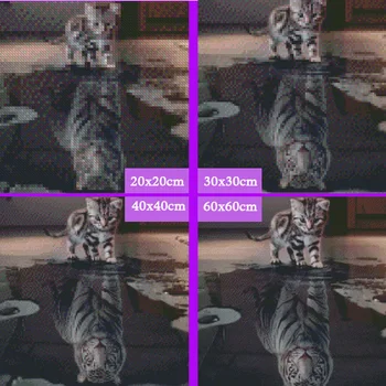 Polno 5D Diy Daimond Slikarstvo Živali, Mačke, Da Tiger 3D Diamond Slikarstvo Krog Okrasnih Polno Diamant Slikarstvo Vezenje