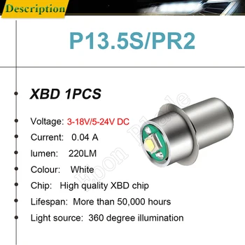 2PCS P13.5S Znanja PR2 PR3 LED Nadgradnjo Žarnica za Maglite Zamenjava Žarnice Pretvorbo Komplet za C/D Svetilke Svetilke 3V-18V 5-24V DC
