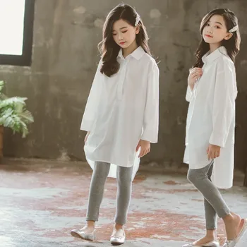 2020 Pomlad Teen Obleko Srajce Za Dekleta Najstniških Šoli Dolgo Mali Otroci, Dekleta, Belo Bluzo Dolg Rokav Vrhovi Otroci Oblačila