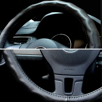DSYCAR 1Pcs Pravega Usnja Avto Volan Kritje Dihanje Anti Slip Krmiljenje Zajema Primerna 38 cm Auto Dekoracijo