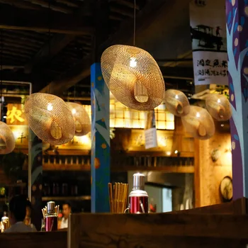 Bambus Obesek Svetlobe Sodobni Japonski Slog, Ročno izdelan Obesek Lučka Dnevna Soba, Restavracija Hanglamp Umetnosti Doma Dekor Obesek Lustre