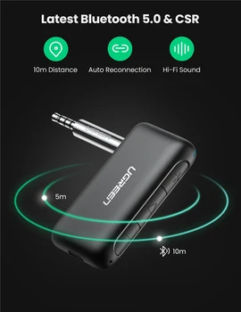 Razhroščevalne simbole za Bluetooth Sprejemnik za Avto, Prenosni Brezžični Bluetooth 5.0 Audio Adapter 3,5 mm Stereo Aux Izhod z Mikrofonom Hi-Fi