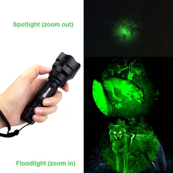 Zoomable 5000lm Q5 LED Lov Baklo Tactical Puška Obsega Orožje Luči +Pištolo Železniškega Svetilka Gori+18650+Tlačno Stikalo+Polnilec