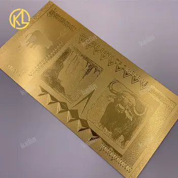 10PCS/veliko Zimbabve 100 Bilijonov Zlato Dolarjev Čistega Zlata 999999 Denar, Valuta Bill Zbirka