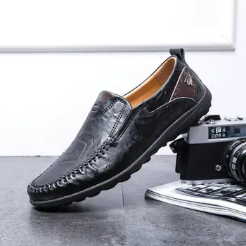 Moški Priložnostne Usnjeni Čevlji Luksuzne blagovne Znamke 2019 Mens Loafers Moccasins Dihanje Zdrsne na Črno Vožnjo Čevlji Plus Velikost 47 A21-22