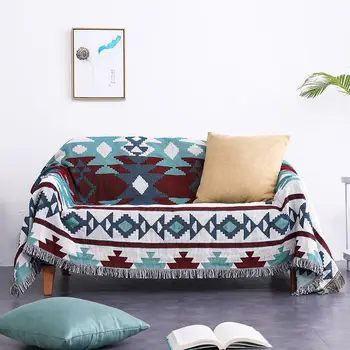 Boemski stil kavč brisačo kritje odejo odejo doma dekoracijo prahu kritje tassel pleteni skladu kavč kritje poliestrskih vlaken/bombaž