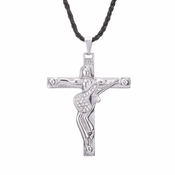 Johnny Hallyday kitara križ obesek ogrlica moški ženske choker nakit iz nerjavečega jekla čare verige ogrlica Krščanski Križ