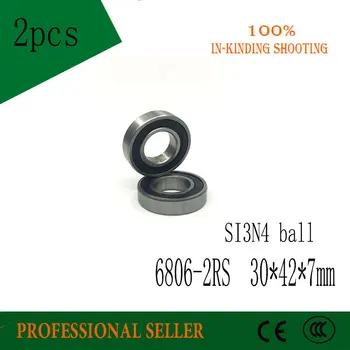 Brezplačna dostava 2pcs 6806-2RS 30x42x7mm 61806 2RS SI3N4 kroglice hibridni keramični kroglični ležaj za BB30 6806 RS