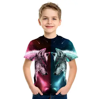 Lame fox 3D tiskanje najnovejše otroci in modnih oblačil kratek rokav spremembo Volk fantje in dekleta plašč t-shirt otroka cool majica