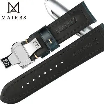 MAIKES Univerzalno Watchband Metulj Uvajanje Zaponko Sponko Pravega Usnja Watch Trak 18 mm Watch Band za Gledanje Dodatki