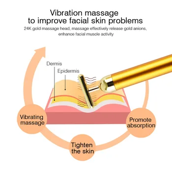 24k Vibracije Hujšanje Masaža Obraza Energije Lepoto Bar Impulz, Učvrstitev Obraza Roller Massager Lifting Obraza Zaostrovanje za Nego Kože
