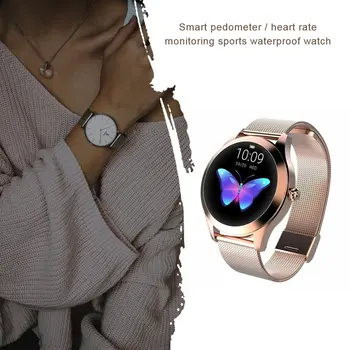 IP68 Vodotesen Pametno Gledati Ženske Lepo Zapestnico Srčnega utripa Spanja Spremljanje Smartwatch Povezavo IOS Android KW10 band
