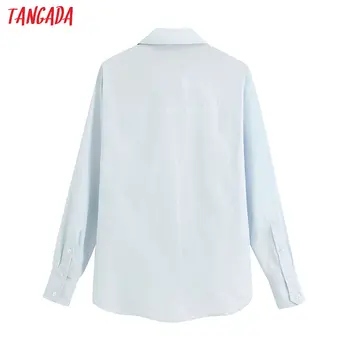 Tangada ženske osnovna bela majice dolg rokav trdna elegantna urad dame delo obrabe bluze 6Z01