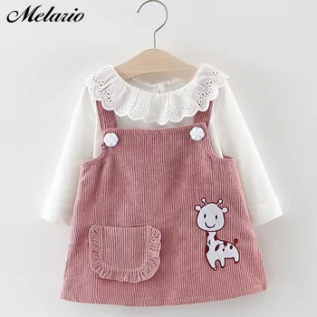 Melario Baby Girl Oblačenja 2020 Jeseni Newborn Baby Obleko Masivnega Češnjevega Tiskanja Otroci Princesa Obleke z Bowknot Vestidos