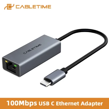 CABLETIME USB C Ethernet 100 mb / s Adapter USB C do RJ45 LAN za Prenosni RAČUNALNIK Dell Macbook Air Tip C Omrežne Kartice C360