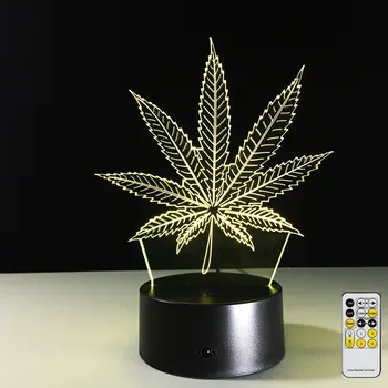 Daljinsko Maple Leaf 3D Vizualne Iluzije Lučka Pregleden Akril Noč Svetlobe LED Lučka 7 Barva Spreminja, Dotik namizne Svetilke Lava Svetilka