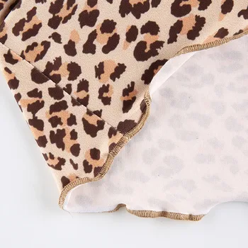 Seksi Žensk V Vratu Leopard natisniti Tee vrhovi Moda Dolg rokav Slim Gumbi T-majice Jesen Pomlad Ruched Čipke Priložnostne Odrezana Tee