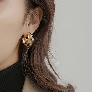 AENSOA Moda korejski Ustvarjalne Gospa C Obliko Zlitine Uhani Letnik Krog Zlato Barvo C Obliko Uhani Za Ženske Trendy 2020
