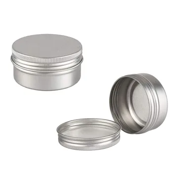 24pcs 50 g Kovin, Aluminija Okrogle Pločevinke Box, Silver Prazno Kozmetične Kreme Jar Pot Primeru Navoj Pokrov Balzam za Ustnice Posodo