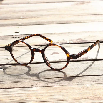Vintage Majhne Okrogle Tortoise Polno Platišča Acetat Eyeglass Okvirji Moški Ženske Unisex Ročno Izdelani B007