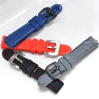 WOCCI Mehke Gume Watchband 18 mm 20 mm 22 mm Silikonski Watch Trak, Črna, Modra, Siva, Oranžna Zamenjava z Velikimi Jeklene Sponke