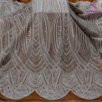 La Belleza novo off white beaded težka vezenje poročno obleko tkanine, čipke 51