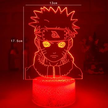 Novi Anime Lučka 3d Noč Svetlobe Naruto Slika Vzdušje za Otroke Spalnica Barva Spreminja, Touch Senzor Led Nočna za Otroke