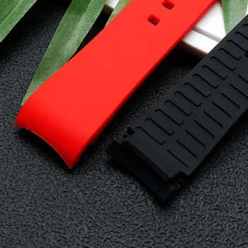 Gume Ukrivljeni Lok Usta Watchband Zapestnico Watch Pribor Silikonski Trak Watch Zamenjava Črno Srebrne Sponke 20 mm 22 mm