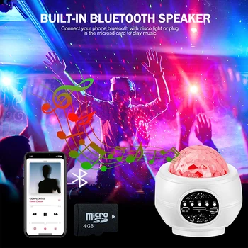 Star Projektor Noč Lahka Meglica Lučka Nebo Galaxy Ocean Val Bluetooth Glasbe USB, Daljinsko upravljanje Zvoka Senzor