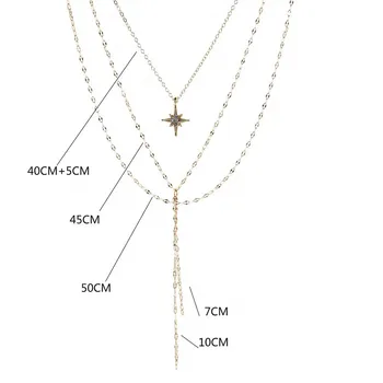 Ogrlice Večplastne Tassel Nakit Ženska Ogrlica North Star Obesek Nosorogovo Srebrne Barve Klasično Eleganten Zlitine Halskette