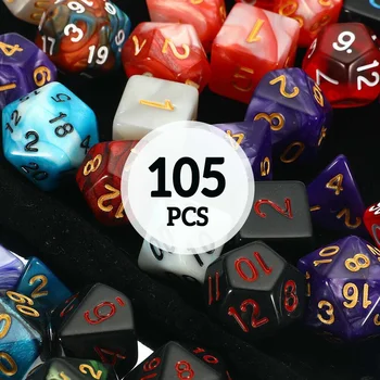105Pcs Polyhedral Kocke Nastavite DND RPG MTG Vlogo, Igra, Dragon Tabela Igra +Torba Mešane Barve Set