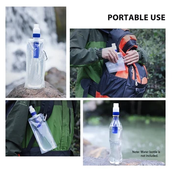Zložljivi Prilagodljiv Vodni Filter Vrečko Mehurja Filtracija Vode Steklenica z Carabiner za Zunanji Sili Preživetje Vode Vrečko