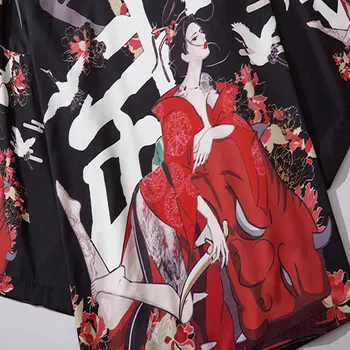 17 Slog Tiskanja Harajuku Japonski Modni Kimono Ženske Moški 2020 Jopico Bluzo Haori Obi Azijskih Oblačila Samurai Kimono