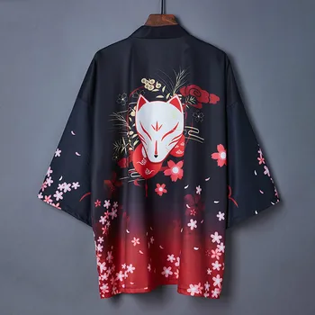 Novo Arrivel Japonski Kimono Jopico Poletje Moških Harajuku Ulične Samurai Kostum Moški Haori Obi Yukata Ženska Športna Majica