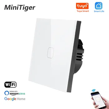 Minitiger EU Standard 1/2/3 Banda Tuya/Smart Življenje WiFi Steno Light Touch Stikalo Nevtralno Žice Brezžični Nadzor Dotik Stikala za Luč