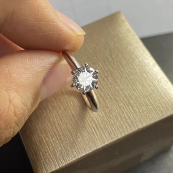 Klasična Oblika VVS1 1cts Lab Moissanite diamond 925 sterling Srebrni Prstan Diamant Test Opravili Moda za Punco, Darilo