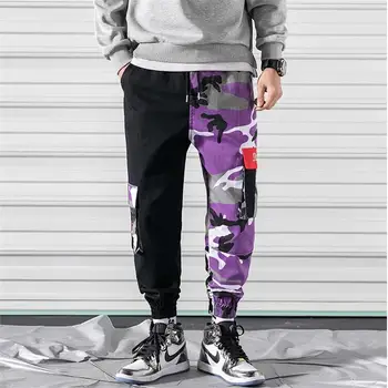 2019 Pomlad novo svoboden moški prikrivanje tovora hlače hip hop Japonski modni mozaik prosti čas ulične moški sweatpants