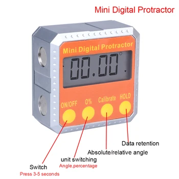 Novi Mini Digital Merilnikom. 360-Stopinjski Digitalni LCD Inclinometer Elektronske Ravni Polje Dvojno Magnetno Osnovna Orodja za Merjenje