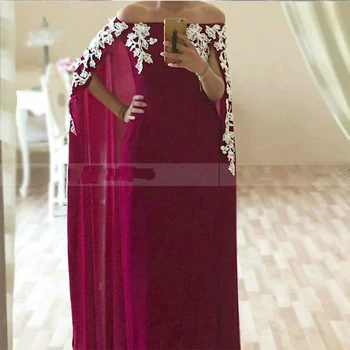 2020 New Saudi Arabian Formalno Halje Z Cape Dogodek Dolgo Plus Velikost Večerne Obleke Po Meri Narejene Rdeče Obleke Appliques Haljo De Soiree
