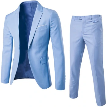 2Pcs/Set Moških Obleko Plus Velikost Moških Barva Dolg Rokav River Slim Gumb Poslovna Obleka Delovne obleke, Poslovne obleke,