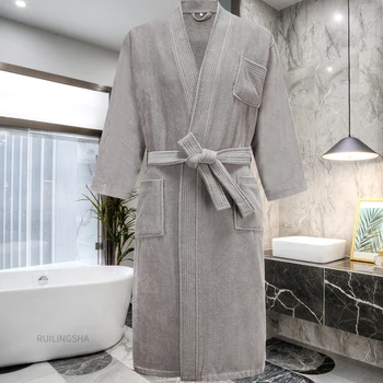 Star Hotel Bombaž Znoj Brisačo Kopalne Plašče Moških Plus Velikost Pozimi Kimono Toplo Kopalni Plašč Moški Terry Sleepwear Ženske Hišna Obleke