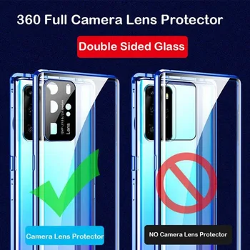 Magnetni vitrina Za Xiaomi MI 10 Lite Metal Objektivu Kamere Zaščitni Dvojni Strani Kaljeno Steklo, Pokrov Za Redmi Opomba 9 Pro 10T