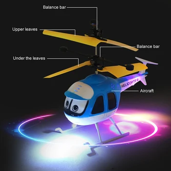 LED Luči, ki Plujejo pod Igrače, Daljinsko upravljanje Risanka RC Helikopter Plavajoče Igrače Padec Ladijskega prometa