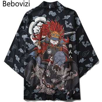 Bebovizi Japonski Slog Mačka Samurai Kimono Ulične Moški Ženske Jopico Japonska Harajuku Anime Haljo Anime Obleko 2020 Poletje