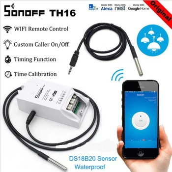 Sonoff TH16 Wifi Smart Stikalo za Spremljanje Temperature in Vlažnosti Smart Stikalo za Avtomatizacijo Doma Kit Dela za Alexa googlova Domača stran