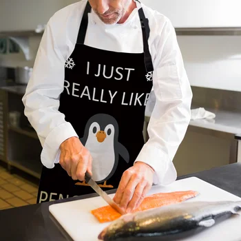 Res mi je Všeč Pingvini Tiskanja Predpasnik Tiskanja Unisex Kuhinja Bib z Nastavljivim Vratu za Kuhanje, Vrtnarjenje