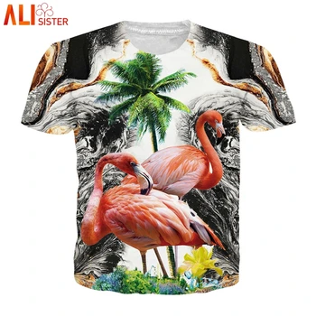 Alisister 3d T Shirt Flamingov Aloha Hawaiian Poletje T-Shirt Moški Ženske Grafika, Tiskanje Tees Camiseta Hombre EUR Velikost Vrhovi Dropship